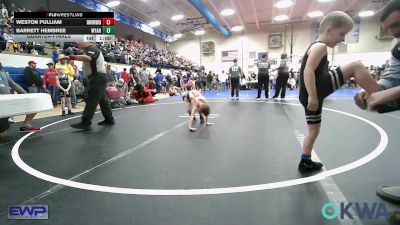 55 lbs Quarterfinal - Weston Pulliam, Skiatook Youth Wrestling vs Barrett Hembree, Wyandotte Youth Wrestling