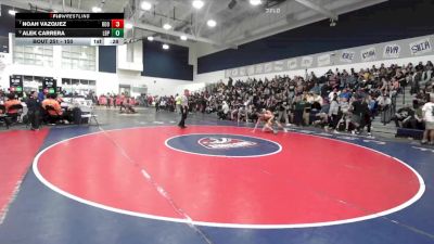 150 lbs Cons. Round 2 - Noah Vazquez, Eleanor Roosevelt vs Alek Carrera, Poly/Long Beach