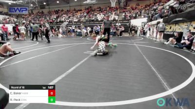 73 lbs Round Of 16 - Cyrus Baker, Harrah Little League Wrestling vs Ryker Peck, Standfast OKC