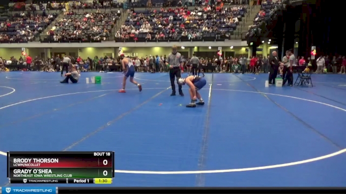 130 lbs Quarterfinal Brody Thorson LCWM Nicollet vs Grady O Shea Northeast Iowa Wrestling Club