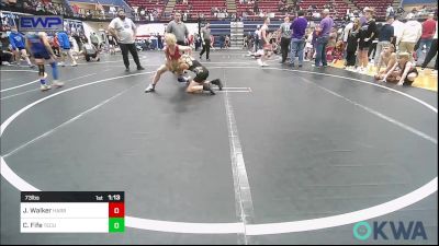 73 lbs Quarterfinal - Jaxon Walker, Harrah Little League Wrestling vs Colt Fife, Tecumseh Youth Wrestling