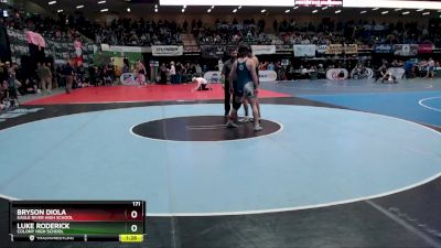 171 lbs Quarterfinal - Luke Roderick, Colony High School vs Bryson Diola, Eagle River High School