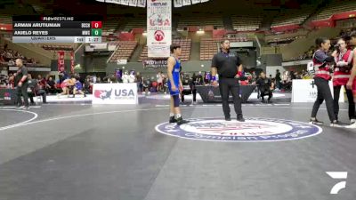 All Cadet Boys Freestyle Upper - 144 lbs Quarters - Arman Arutiunian, Birmingham Community Charter High School Wrestling vs Anjelo Reyes, Madera Wrestling Club