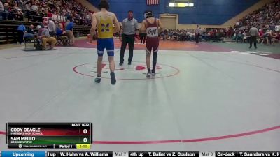 1 - 132 lbs Quarterfinal - Cody Deagle, Mathews High School vs Sam Mello, George Wythe