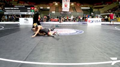 Junior Boys - 120 lbs Champ. Round 2 - Makai Van Natta, Hanford High School Wrestling vs Brice Bearchum, Red Bluff High School Wrestling