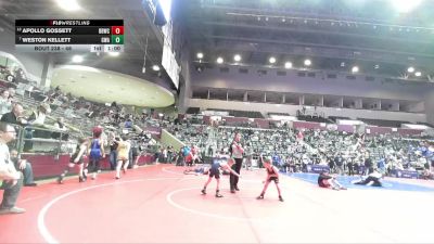 46 lbs Cons. Semi - Apollo Gossett, Beebe Badgers Wrestling Club vs Weston Kellett, Greenwood Wrestling Academy