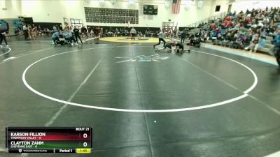 165 lbs Placement - Clayton Zahm, Cheyenne East vs Karson Fillion, Thompson Valley