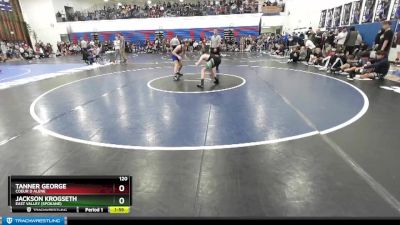 120 lbs Champ. Round 2 - Jackson Krogseth, East Valley (Spokane) vs Tanner George, Coeur D Alene