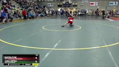 140 lbs Cons. Round 2 - Dustin Pyne, East Anchorage High School vs Chris Espina, West Anchorage