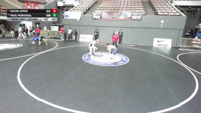 132 lbs 5th Place Match - Jacob Lopez, Beat The Streets - Los Angeles vs Paul Portugal, Elk Grove Wrestling Academy