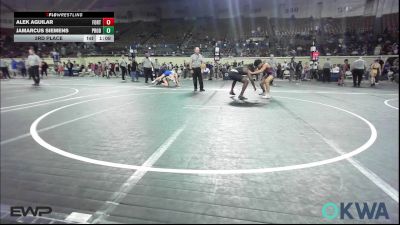 140 lbs 3rd Place - Alek Aguilar, Fort Gibson Youth Wrestling vs JaMarcus Siemens, Prodigy Elite Wrestling