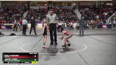 65 lbs Champ. Round 1 - Jentry Lyden, South Central Punishers vs Stella Keough, Oberlin