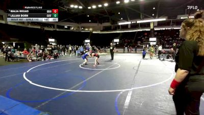 Girls 110 lbs 5th Place Match - Lillian Born, Curtis (Girls) vs Malia Riojas, Granger (Girls)