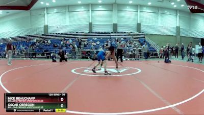 70 lbs Cons. Round 3 - Oscar Obregon, Bulldog Premier Wrestling Club vs Nick Beauchamp, Bulldog Premier Wrestling Club