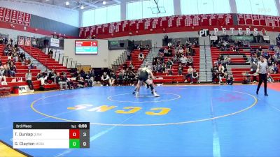 160 lbs 3rd Place - Trey Dunlap, Quaker Valley vs Gage Clayton, McGuffey