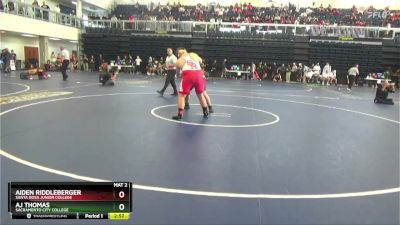 285 lbs Champ. Round 1 - Aj Thomas, Sacramento City College vs Aiden Riddleberger, Santa Rosa Junior College