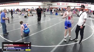 132 lbs Cons. Semi - Evan Warner, Bennington High School Wrestling vs Gavin Cheek, Nebraska Elite Wrestling Club