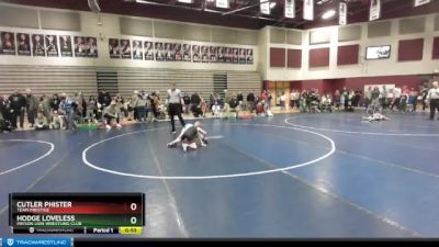 52 lbs Cons. Semi - Hodge Loveless, Payson Lion Wrestling Club vs Cutler Phister, Team Prestige