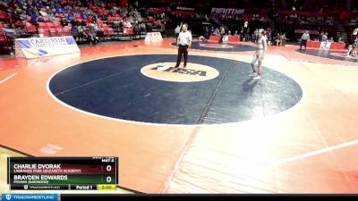 1A 113 lbs Cons. Round 1 - Brayden Edwards, Fithian (Oakwood) vs Charlie Dvorak, LaGrange Park (Nazareth Academy)