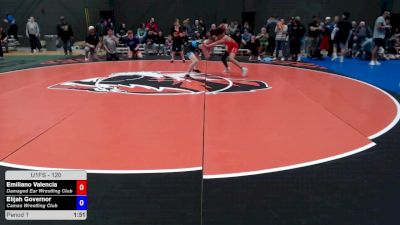 120 lbs Cons. Semis - Emiliano Valencia, Damaged Ear Wrestling Club vs Elijah Governor, Camas Wrestling Club
