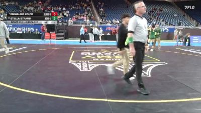 Girls-120 lbs Cons. Round 3 - Stella Straub, Novi (Girls) vs Emmaline Kouw, Zeeland West (Girls)
