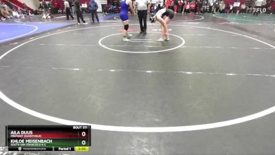 145 lbs Semifinal - Aila Duus, Fremont (Sunnyvale) vs Khloe Meisenbach, South San Francisco H S