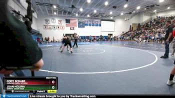 171 lbs Quarterfinal - Juan Molina, Gering Junior High vs Cody Schaer, Laramie Middle School