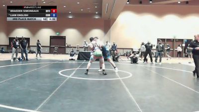 190 lbs 3rd Place Match - Liam English, Cobra vs Braeden Simoneaux, BRTC