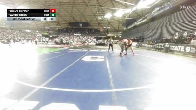 Boys 1A 285 lbs 5th Place Match - Avery Hicks, Blaine vs Jacob Schuch, Riverside