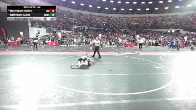 57 lbs Cons. Round 2 - Grayson Alvis, Monona Grove/McFarland Wrestling Club vs Harrison Inman, Top Dawg Wrestling