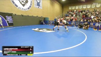 132 lbs Cons. Round 3 - James Momtazee, San Luis Obispo vs Bennett Owen, Marina