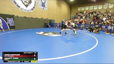 132 lbs Cons. Round 3 - James Momtazee, San Luis Obispo vs Bennett Owen, Marina