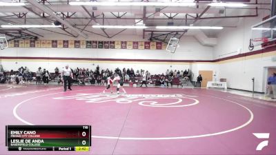 116 lbs Quarterfinal - Emily Cano, Fresno City College vs Leslie De Anda, Bakersfield College