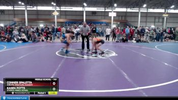 110 lbs Cons. Semi - Kasen Potts, Syringa Middle School vs Conner Spaletta, Sublime Wrestling Academy