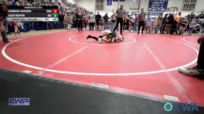 100 lbs Consolation - Cannon Hughes, Verdigris Youth Wrestling vs Jack Bovos, Salina Wrestling Club