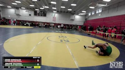 108 lbs Champ. Round 2 - Jerome Saldana, Sonoma Valley High School vs Jesse Gonzalez, College Park High School