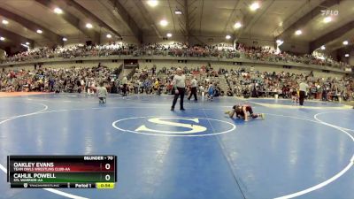 70 lbs Cons. Round 2 - Oakley Evans, Team Owls Wrestling Club-AA vs Cahlil Powell, STL Warrior-AA 