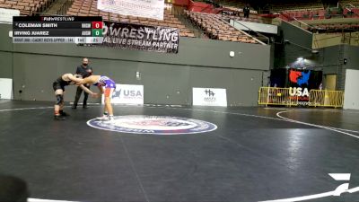 Cadet Boys Upper - 144 lbs Cons. Round 6 - Coleman Smith, Redwood High School Wrestling vs Irving Juarez, Alisal High School Wrestling