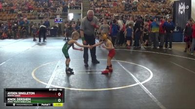 42 lbs Cons. Semi - Knox Dershem, Anna Youth Wrestling vs Ayden Singleton, Indian Creek