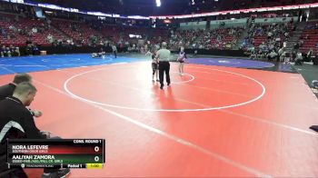 Girls 100 lbs Cons. Round 1 - Aaliyah Zamora, Osseo-Fair./Aug./Fall Cr. Girls vs Nora LeFevre, Southern Door Girls