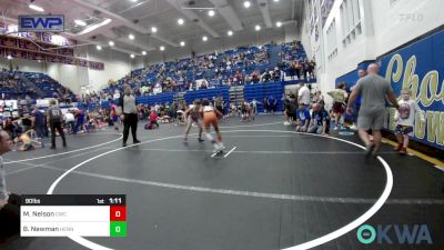 90 lbs Quarterfinal - Beckett Newman, Hennessey Takedown Club vs Montra Nelson, Cowboy Wrestling Club