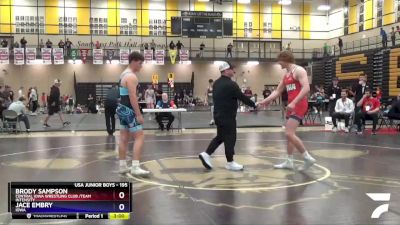 195 lbs Champ. Round 1 - Brody Sampson, Central Iowa Wrestling Club /Team Intensity vs Jace Embry, Iowa