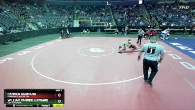 165 lbs Quarterfinal - Camden Baumann, Evansville Mater Dei vs William Vander Luitgaren, Center Grove