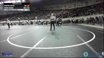 43 lbs Round Of 32 - Heston Hayes, Vinita Kids Wrestling vs Zerek Marin, Woodward Youth Wrestling