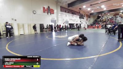 110 lbs Champ. Round 2 - Kaeli Gonzalez, Corona Del Mar vs Lisa Diaz, JW North