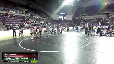 80-85 lbs Round 4 - Persayus Lorenzo-DeHerrera, Duran Wrestling Club vs Lyla Oldham, Pikes Peak Warriors Wrestling