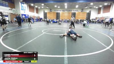 113 lbs Champ. Round 1 - Justin Zavala, Sonora (La Habra) vs Cohen Foushee, Westview