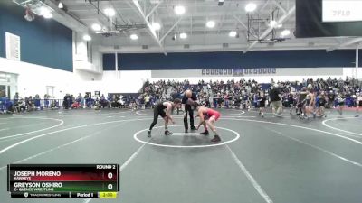 119 lbs Round 2 - Joseph Moreno, Hawkeye vs Greyson Oshiro, C- Quence Wrestling