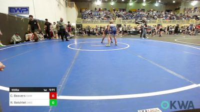 100 lbs Quarterfinal - Cayden Beavers, Harrah Little League Wrestling vs Reid Botchlet, Choctaw Ironman Youth Wrestling