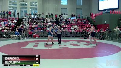 215 lbs Quarterfinal - Beau Koogler, Franklin Road Academy vs Cooper Gentle, McCallie School